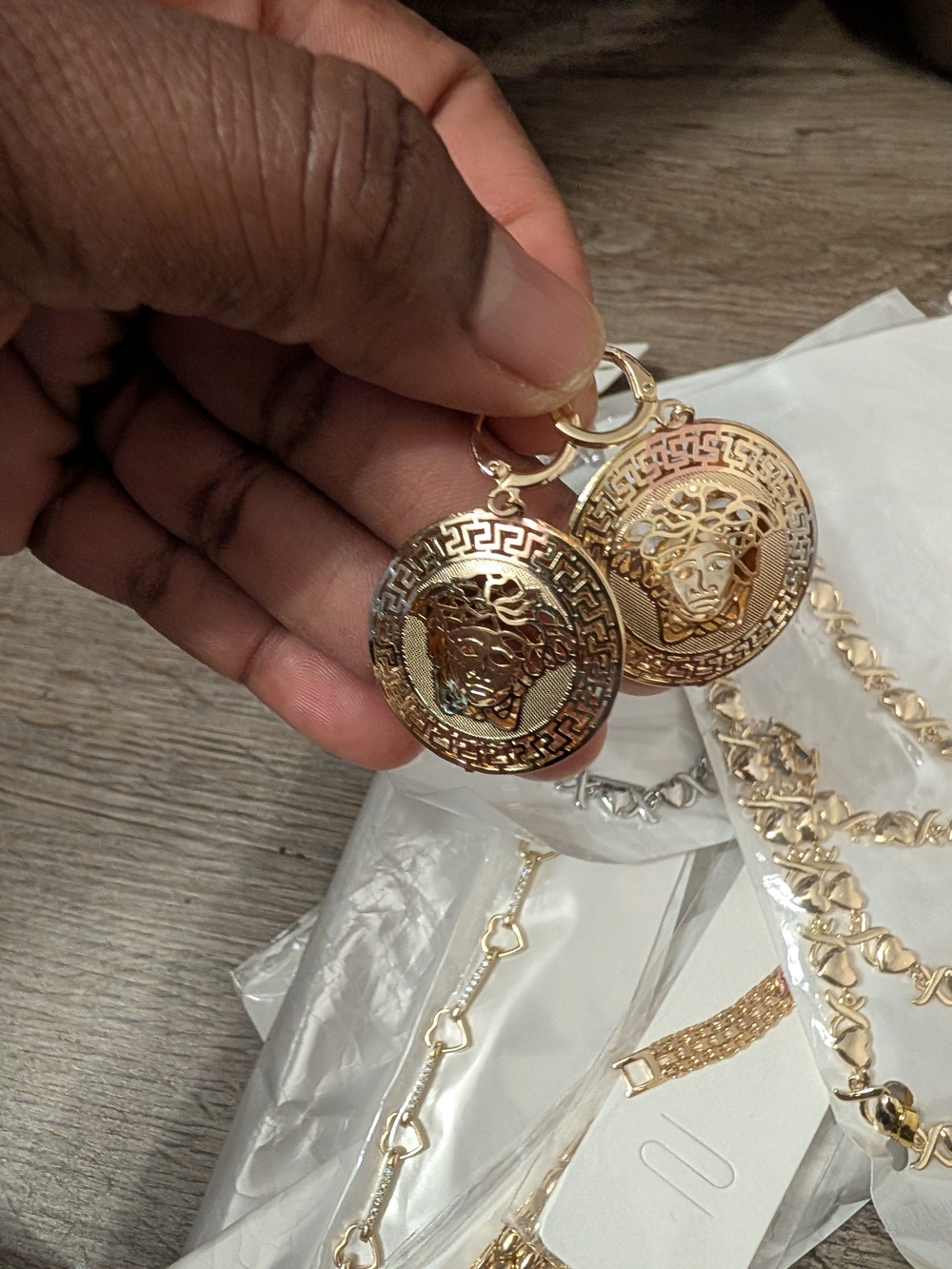 Gold Medallion Drop Earrings - Women's Jewelry